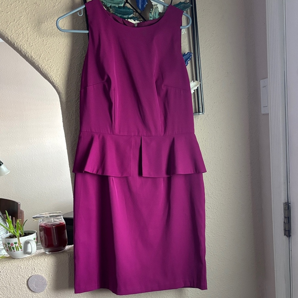 Alyx Sleeveless Peplum Midi Dress in Magenta